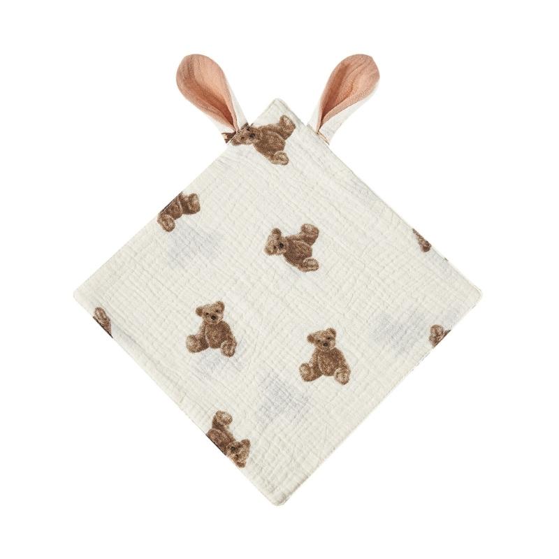 

Infant Soother Bib Mood Appease Towel Cartoon Rabbit Ear Security Blanket for Boy Girl Multilayer Pacify Handkerchief 1
