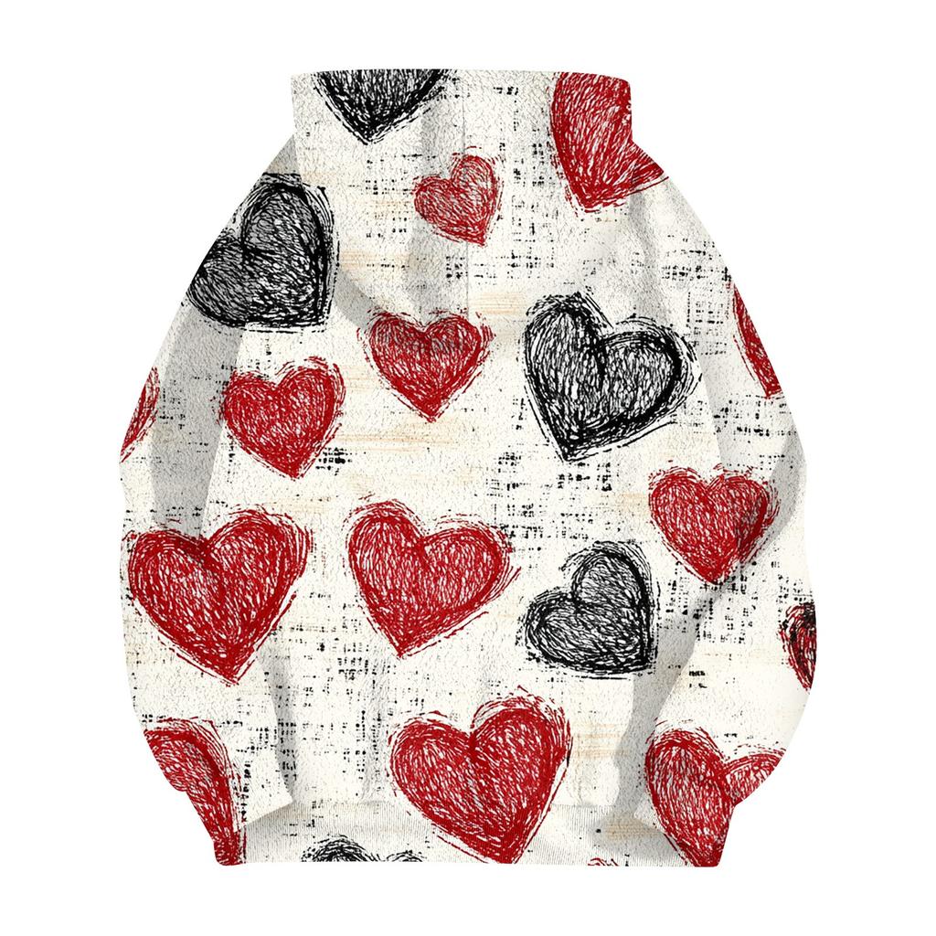 Damemote Uformelt langermet Valentinsdagstrykk med lomme med glidelås cardiganjakke