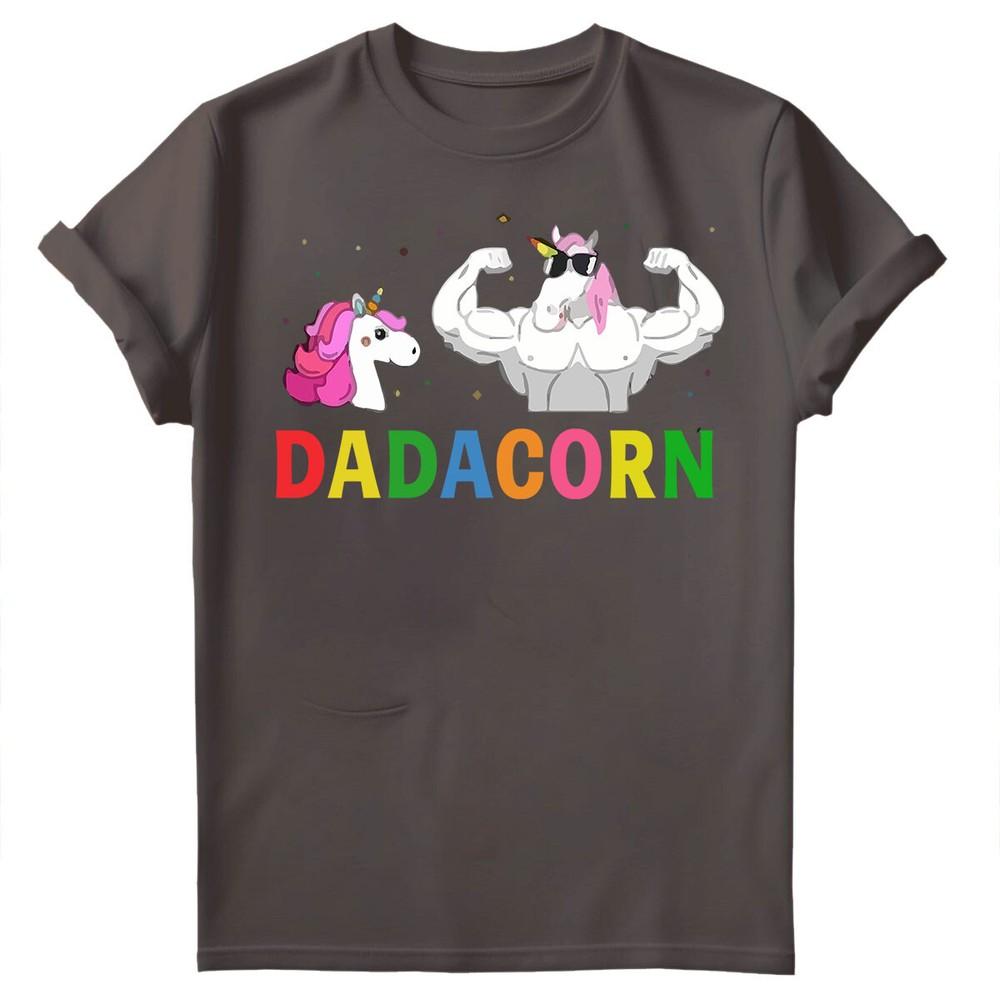 Vatertag Unisex T-Shirt Lustiges Einhorn Dadacorn Daddy Gymer Dad Tee Top FD