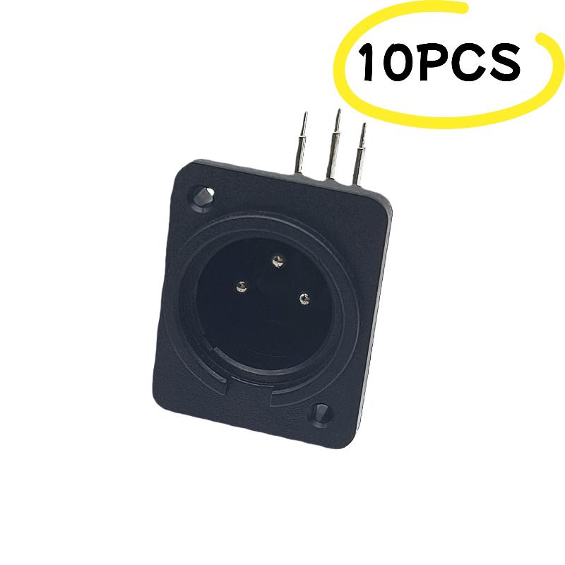 2/10Pcs Male Plug Straight Terminal Panel Mounted Connector 3 Pin Female Jack Panel Mount Black XLR Connector