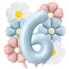 7pcs Matte Finish Daisy Balloon Number Wedding Decor Birthday Party Decoration Aluminum Foil Balloon Baby Shower Decorations