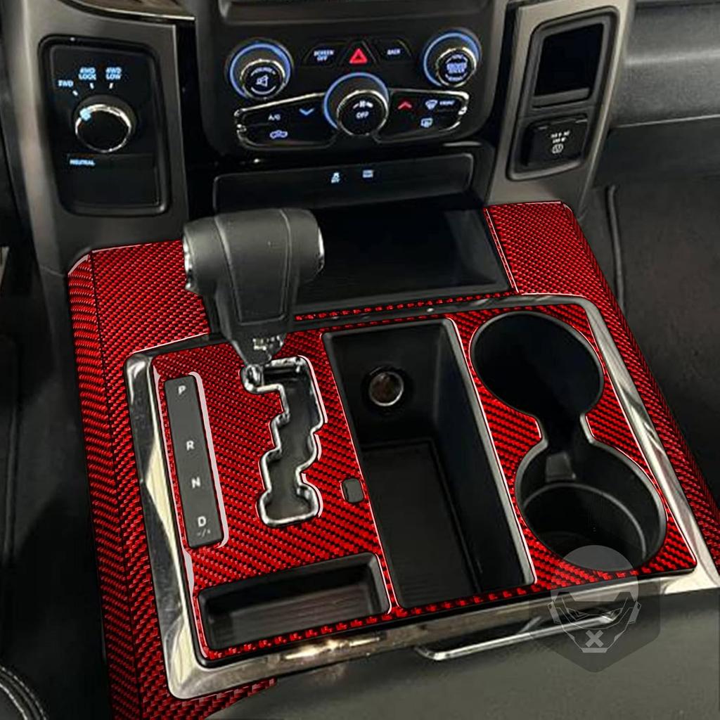 Red Carbon Fiber Dashboard trument Speedometer Tachometer Frame Panel Cover Car Interior Compatible with Dodge Ram 1500/2500/3500 2013 2014 2015 2016