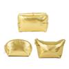 Handheld Makeup Bag with Large Capacity Gold PU Leather Zipper Bags Versatile Make Up Pouch Cosmetic Travel Organizer