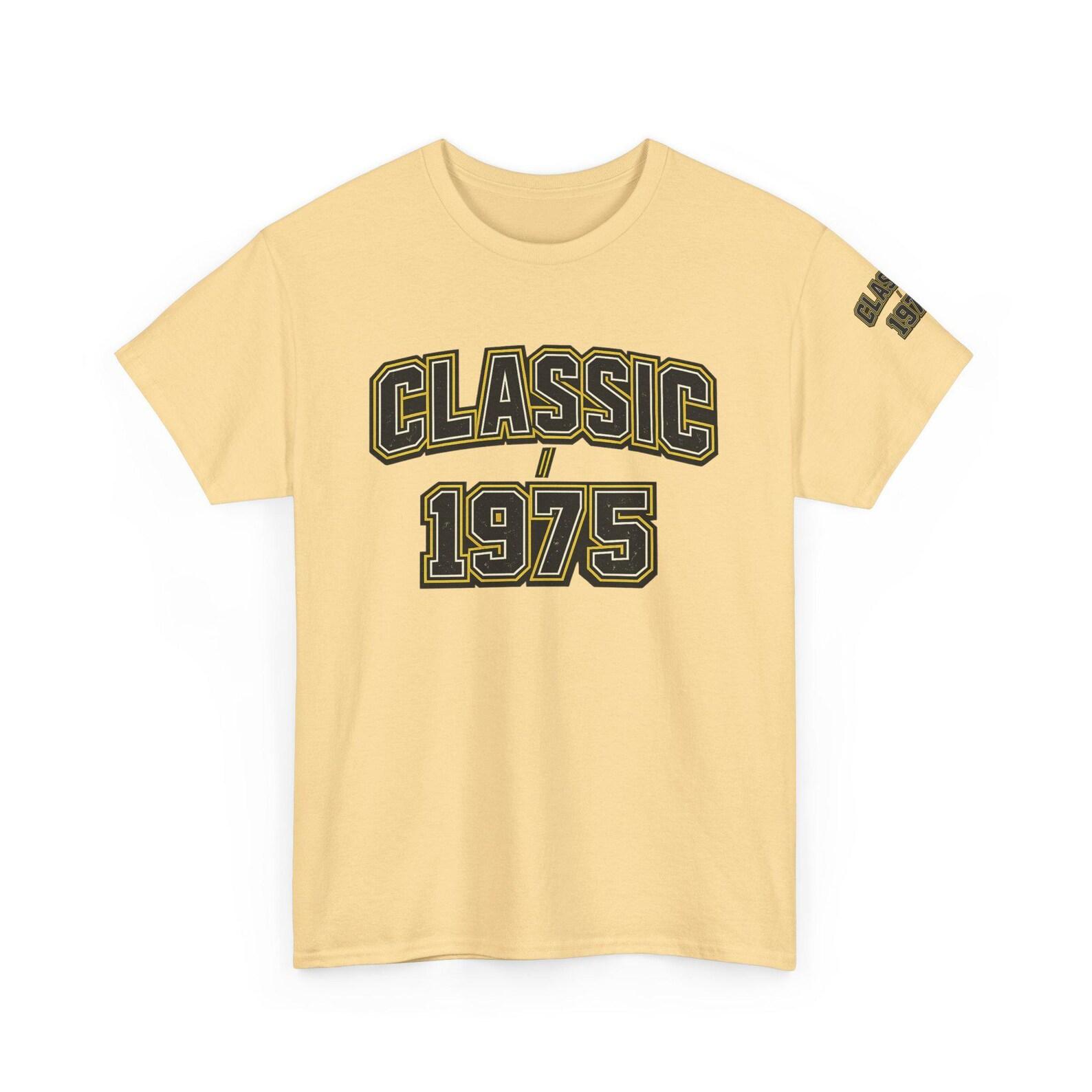 Classic 1975 Tee | Vintage Collegiate Logo, Retro Sports Number 2XL