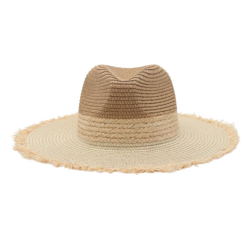 

Summer Fresh Beach Hat Western Cowboy Hat Hollow Big Brim Sun Hat Design Sense French Vacation Travel Straw Hat One size fits all [pieced straw hat]