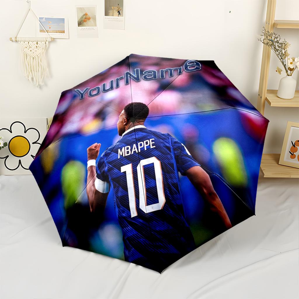 Mbappe Personalized Name Umbrella Compact Travel Automatic Umbrella Folding Umbrella with 8 Ribs Compact Design All-Season Travel Fashionable