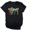 Camiseta De Aniversrio Vintage 1970 Feminina Top Grfico Preto Harajuku Festa De Aniversrio De Quarentena Streetwear Casual