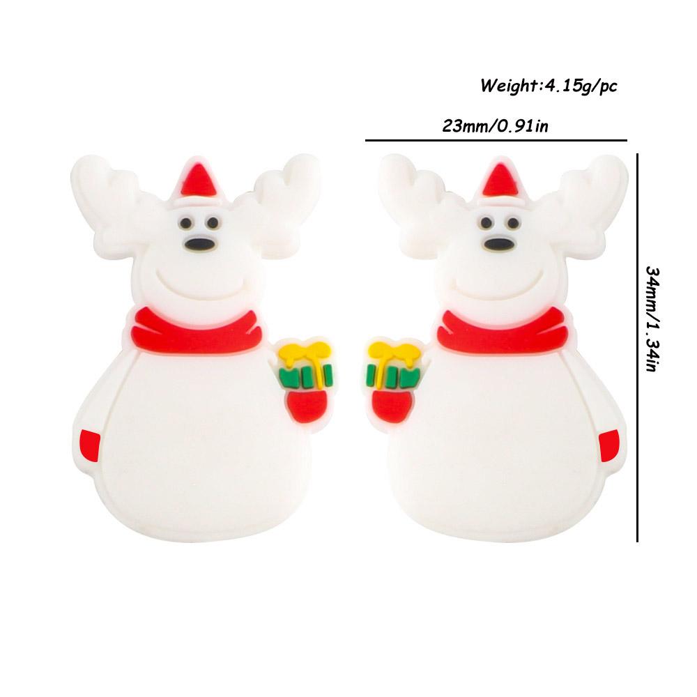 2/5pcs Christmas Series Silicone Beads Santa Reindeer Cookies Snowman DIY Pacifier Chain Jewelry Making Bulk DIY Crafts