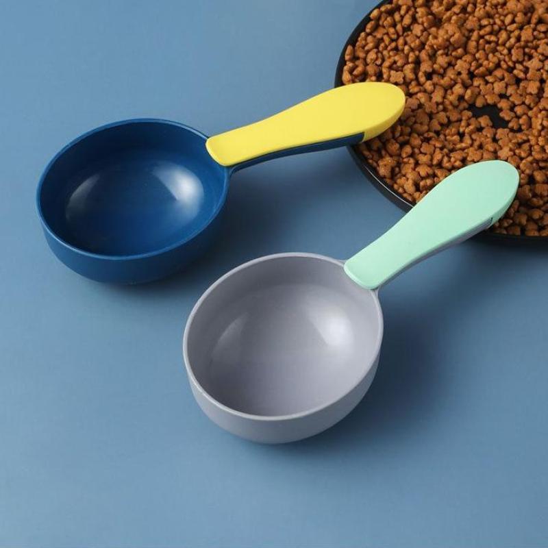 Pala pentru hrana animalelor de companie Cupa pentru hrana pisicilor cu clips de sigilare Multifunctional Plastic Hrana pentru animale de companie Dedicat Măsurare Lingura pentru hrana animalelor de companie