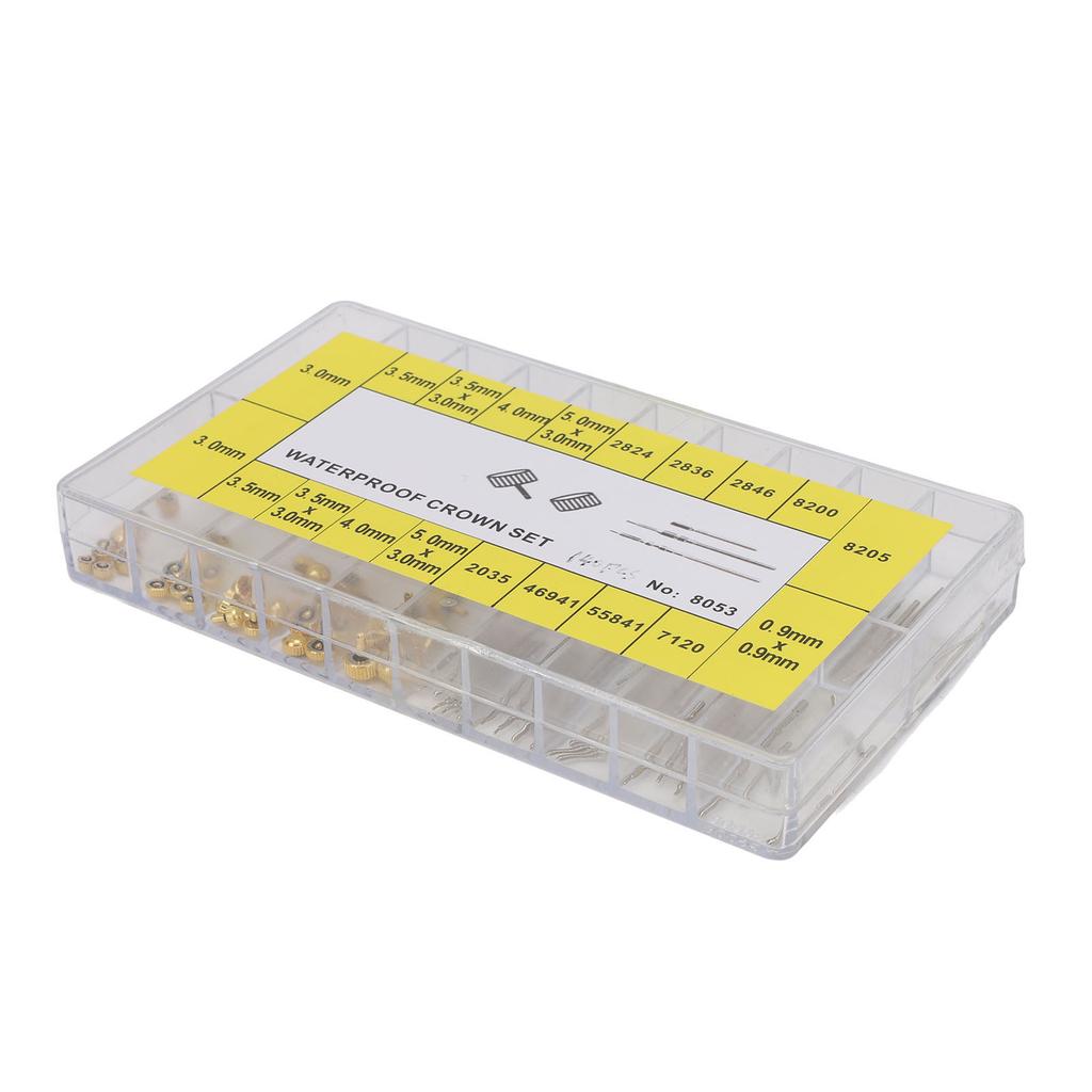 140pcs Copper Stainless Steel Watch Repair Kit Portable Watch Stem Extender Crowns Accessory Repairing Replacement Tool