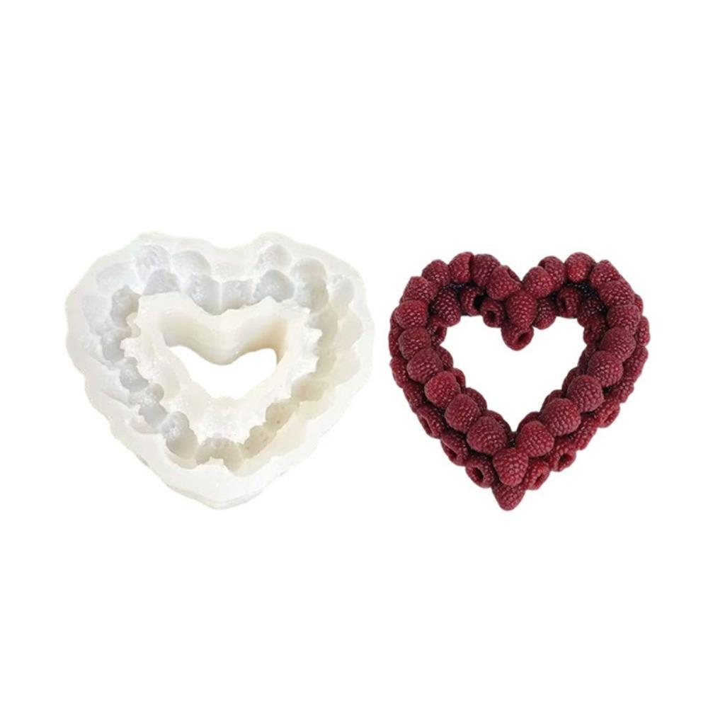 Realistic Silicone Raspberry Molds Lifelike 3D Heart Ring Molds Multifunctional Non-stick Raspberry Mousse Cake Mold Fondant