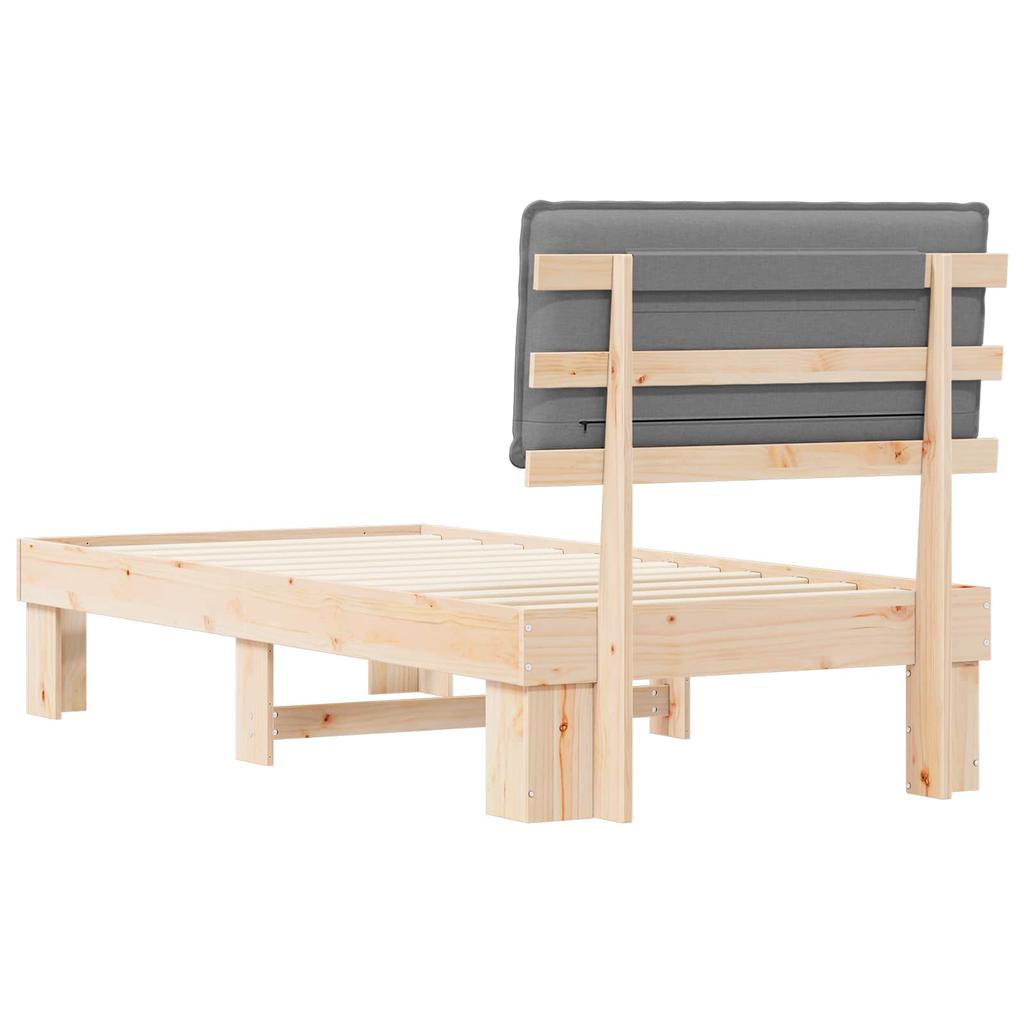 Bed Frame with Padded Headboard Light Grey 75 x 190 cm