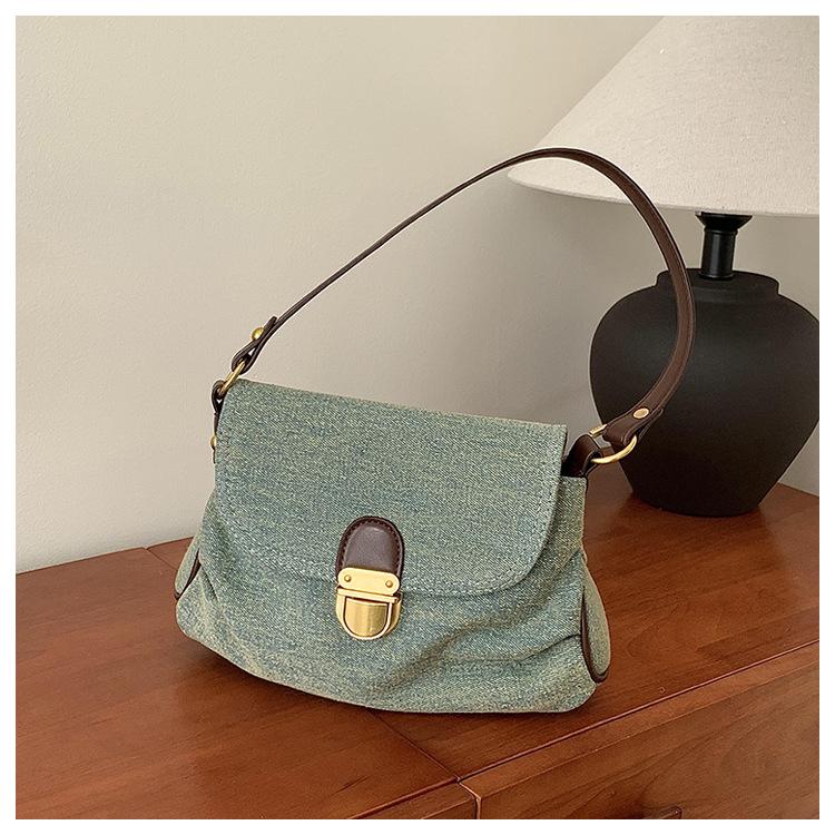 

Нишевая ретро сумка-мессенджер женская, личностная маленькая квадратная сумка, высококачественная джинсовая сумка на плечо, подмышечная сумка синий