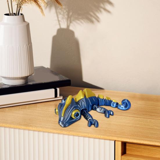 3D Printed Chameleon Figurine Movable Eyes Mini Lizard Figure Articulated Animal Model