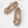 Kids Princess Shoes 2024 Spring New Little Girls Soft Crystal Shoes Flats Silver Children Mary Janes for Party Wedding Shows PU