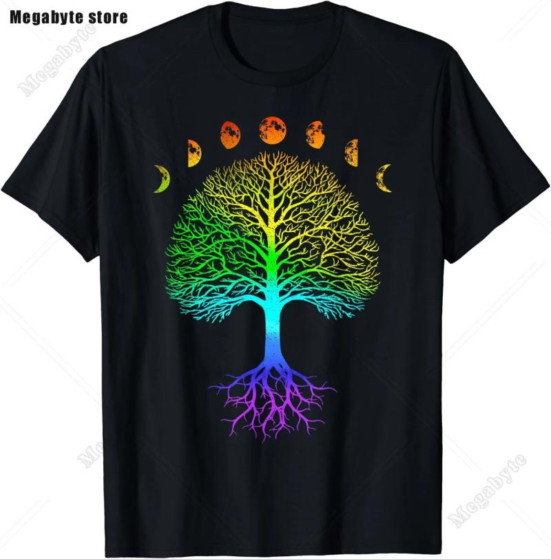 Classic Tree of Life Yin Yang Design T-Shirt Man's T-shirt Leisure T Shirt Kawaii Men Clothing Cotton Beach Short Sleeve
