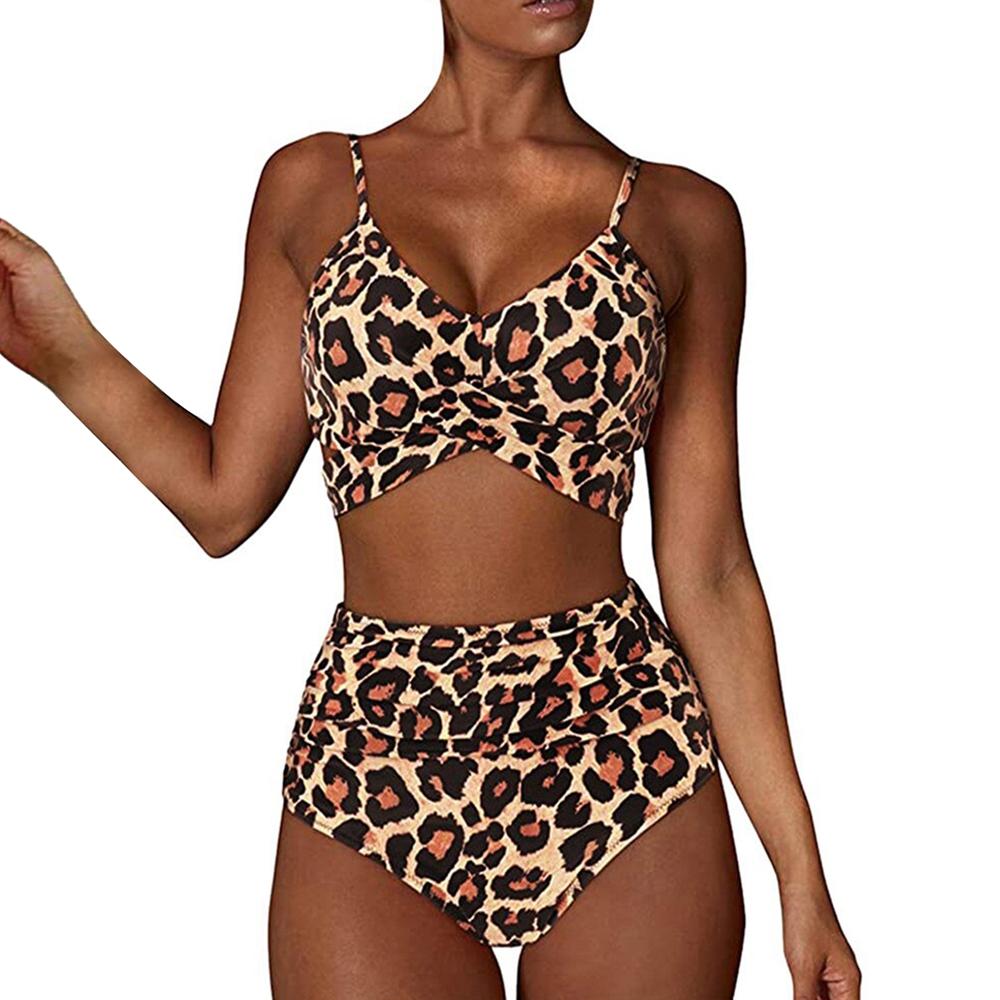 Hot 12 Colors Women Slim Bikini Sets High Waisted Sexy Swimwear 2 Pieces 2026 Solid/Floral Ruched Brazilian Swimsuit Cross Front