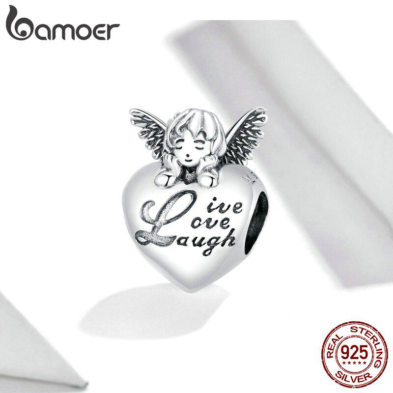 

Bamoer из натурального серебра 925 пробы, ангела благодарения, окисленное серебро, очарование для оригинальных женских ювелирных изделий класса люкс 925 silver