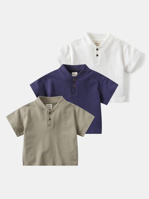 Polo de Manga Corta con Cuello Alto para Niños 2026 - Camiseta Versátil, Atractiva, Estilo Coreano, Color Sólido para Verano