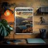 One Piece Magazine Cover Queenstown New Zealand Scenic Art Featuring Lakes Mountains Valley Town Floating Clouds and Autumn