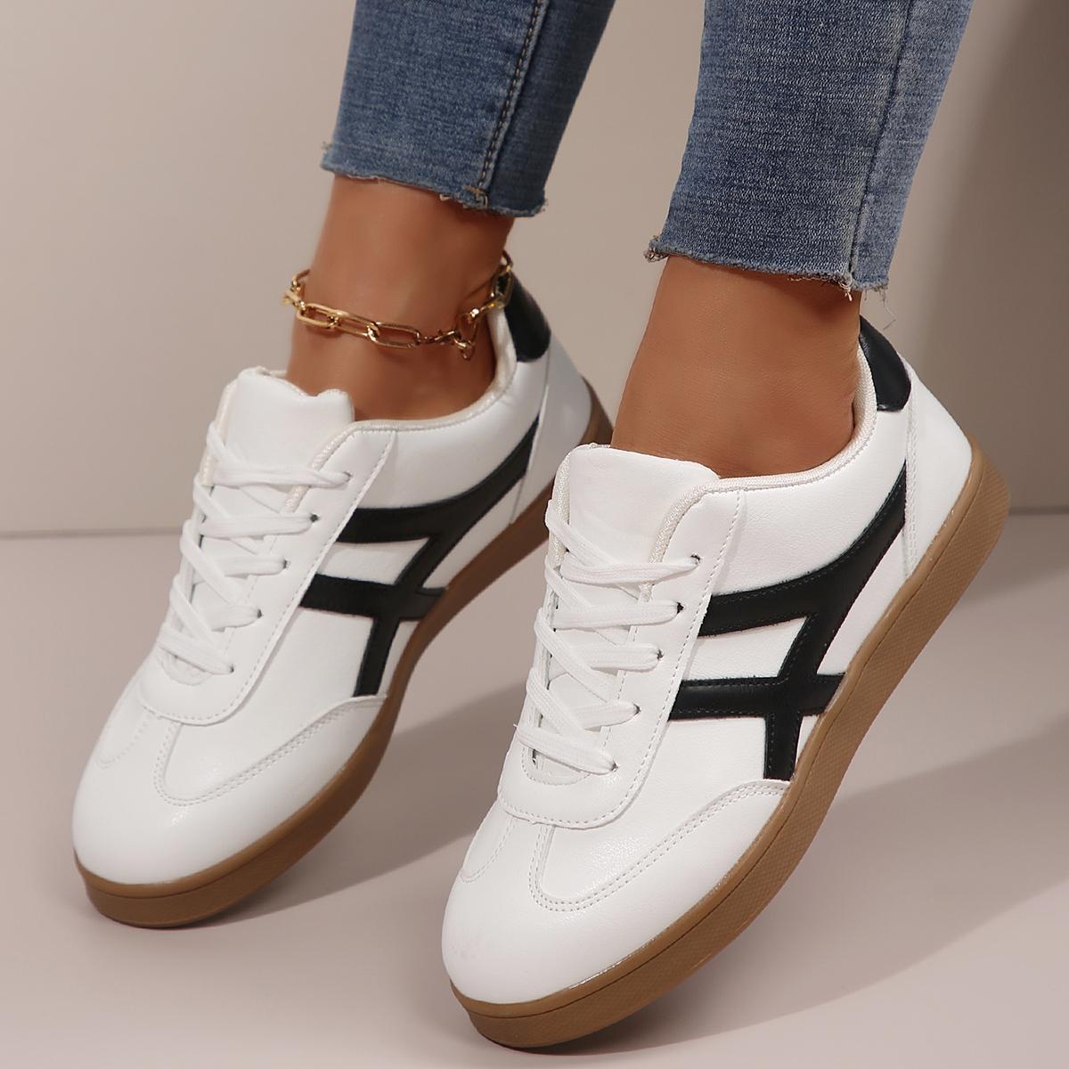 

Women Sneakers Fashion Casual Flats Vulcanize Shoes Ladies Outdoor Walking Sneakers Women Comfortable Classical Shoes for Women 36 білий