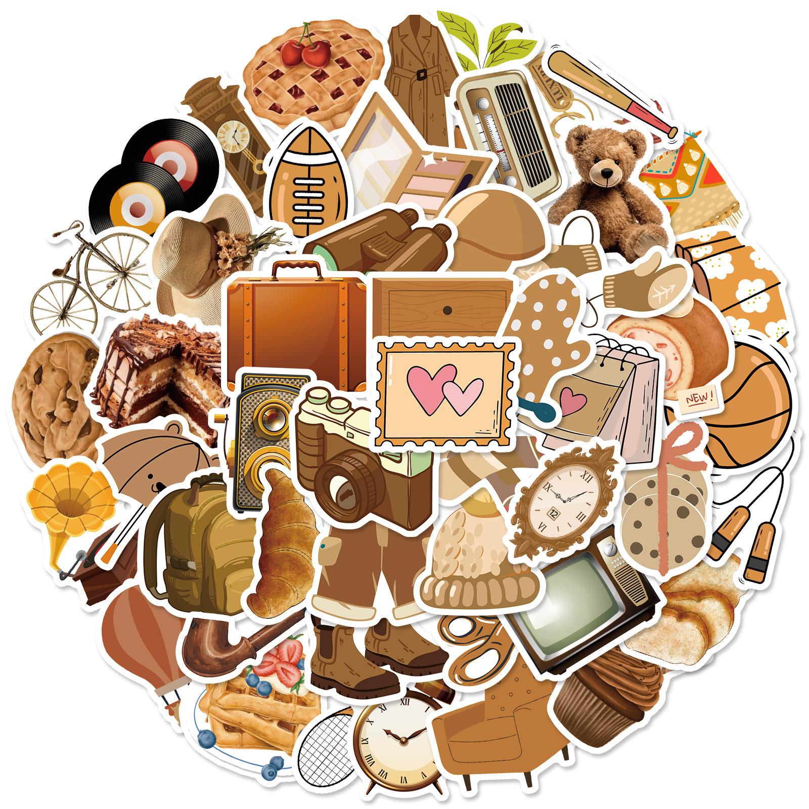 

50 листов реалистичных наклеек серии «Коричневый образ жизни» Коричневые мелочи Индивидуальные простые маленькие предметы