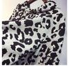 Women's Leopard Print Long-sleeved Sweatshirt Spring and Autumn Hooded Loose and Thin Drawstring Waist Top