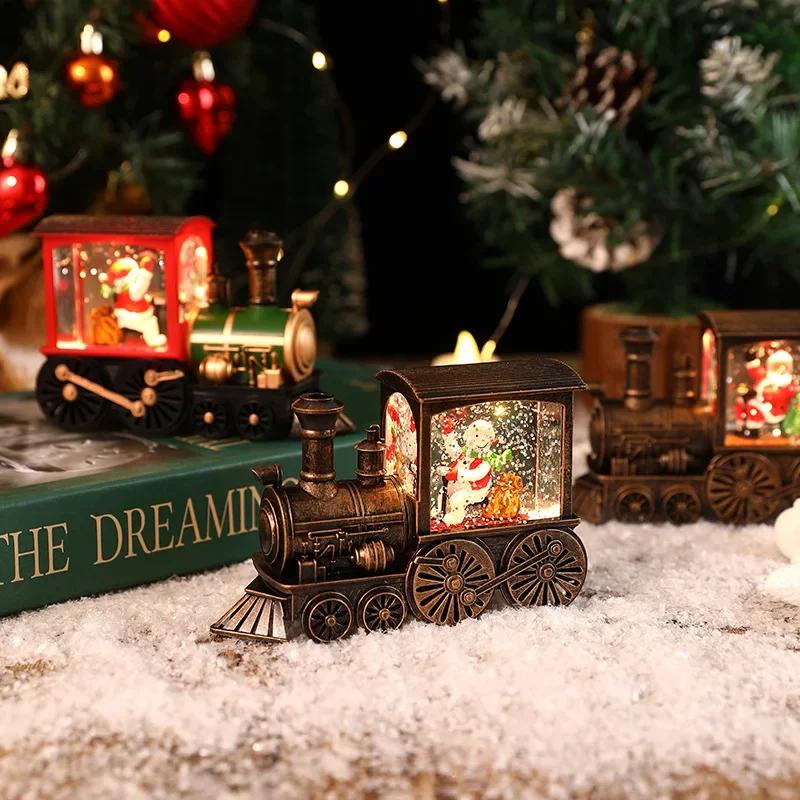 Christmas Gift Christmas Crystal Ball Ornaments LED Lights Train Santa Claus Merry Christmas Decoration for Home Party Xmas