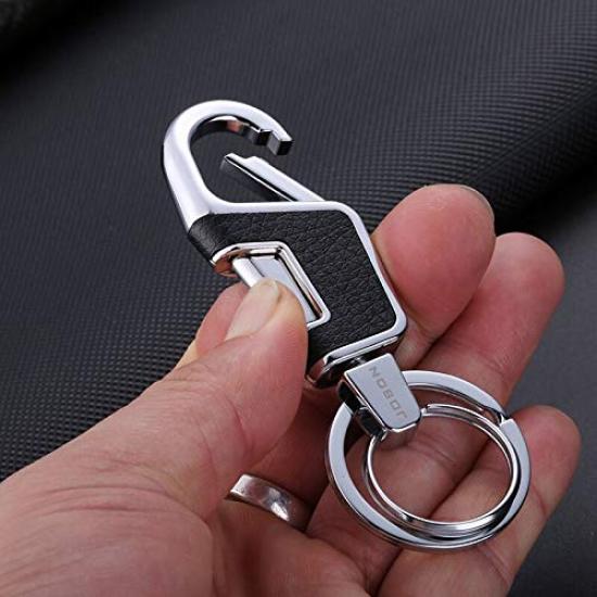 Zinc Alloy and Black Leather Keychain Set with Two Keychains Box [AIXUAN] (Gift Included) (Type 1)