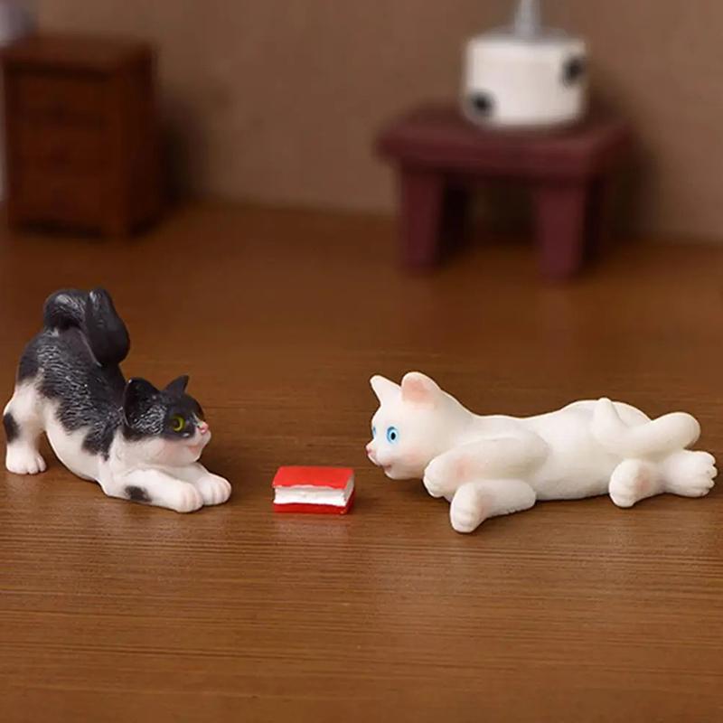 Kawaii Mini Cat Ornament Garden Kitten Statue Gift Miniatures Cat Kitten Family Cat Decorative Figurines Cute Crafts