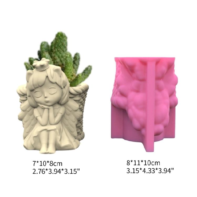 3D Angel Girl Flower Pot Silicone Mold Candle Holder Resin Mold DIY Storage Box