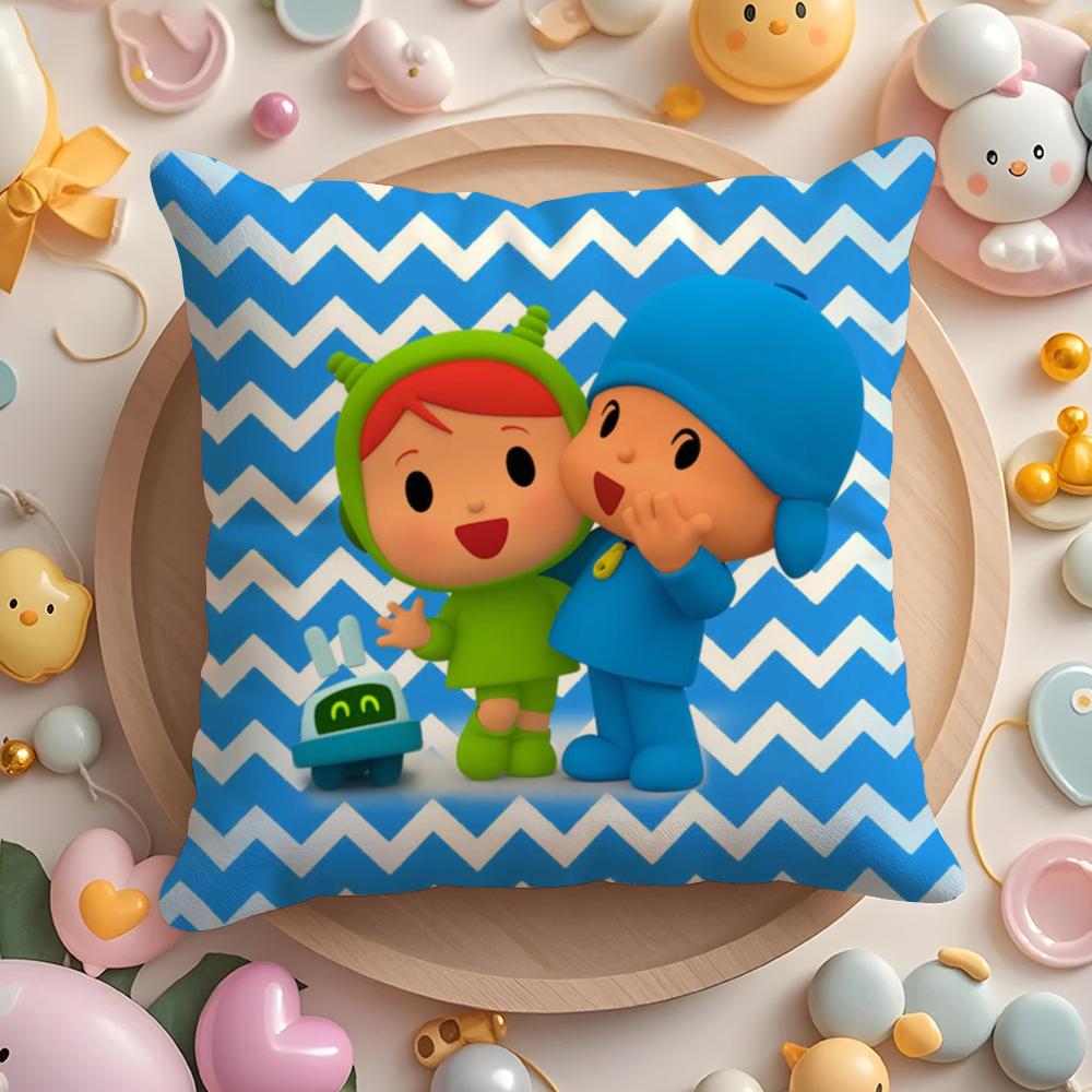 Cartoon Cute P-Pocoyo Pillow Case Short Plush Double-Sided Printing Home Machine Washable In Warm Winter Cushion Cover