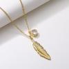 Vintage Feather Pendant Necklace with Sparkling Round Stone Accent Elegant Nature Inspired Jewelry for Women