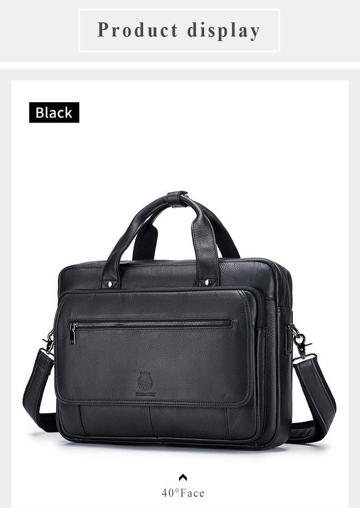 Shilaidun Men's Genuine Leather Cowhide Briefcase: Retro Casual Shoulder & Handheld Computer Bag