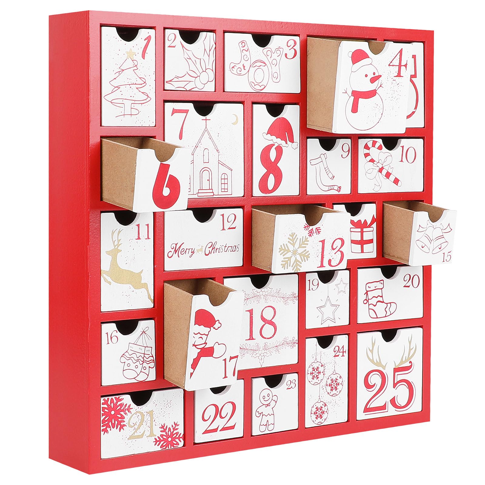 

DERAYEE Деревянная коробка для отсчета дней до Рождества с 24 ящичками для подарков, безделушек, рождественских подарков, Рождество, Отсчет дней, Календарь, Коробка, Украшение,