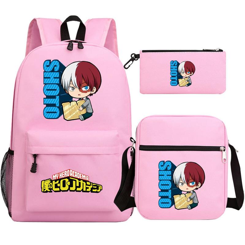 Young Students Schoolbag Animation Three-Piece Backpack Diagonal Hanging Bag Pencil Case