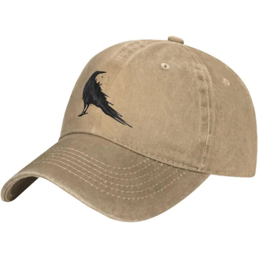 Vintage Crow Raven Black Bird Retro Vtipné dárky Baseballové čepice pro muže a ženy Kovbojský klobouk Trucker Klobouk Sluneční klobouky