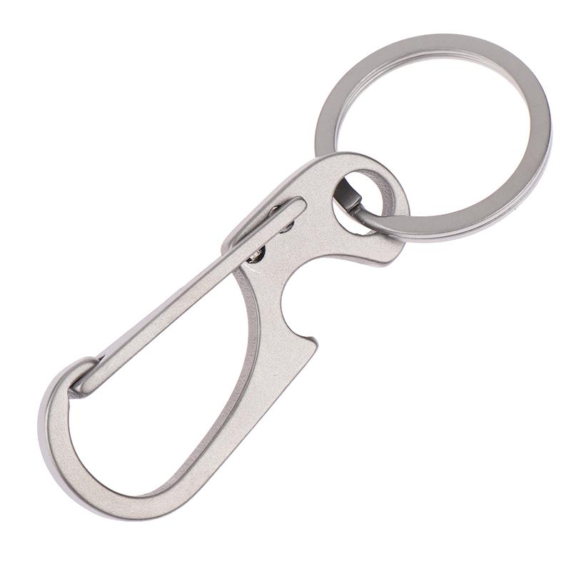 1Pc Titanium Alloy Carabiner Multi-Function Keychain Outdoorwaist Hanging Chain Ring Buckle Beer Bottle Opener Edc Tool