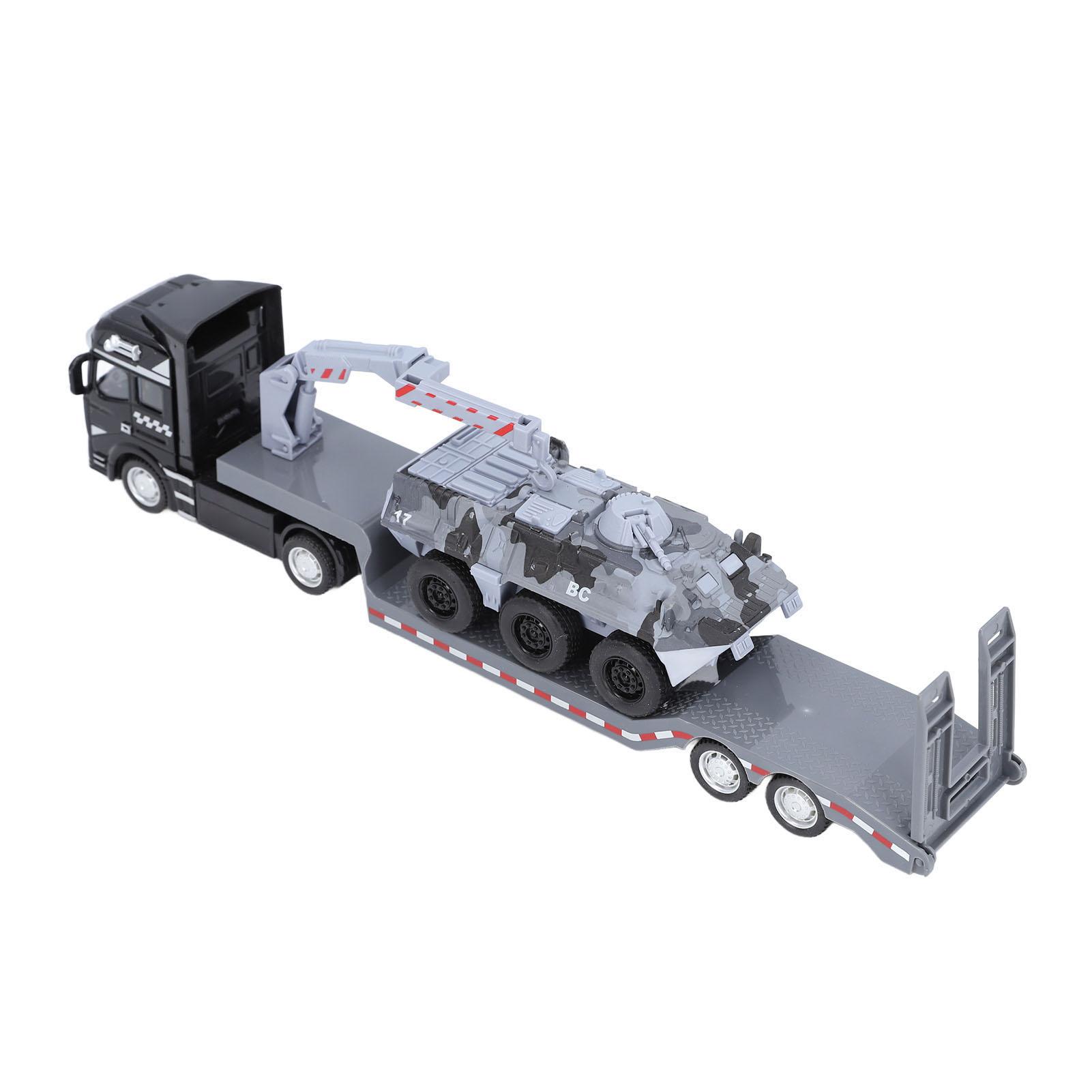

Flatbed Trailer Toy Simulation Detachable Collectible Military Flatbed Truck Model with Armored Car for Boys