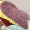 Angora Kaninchenhaar gekräuselt randlos Wollmütze Damen Herbst und Winter warm gestreift Mode gestrickter Pullover Kälteschutzmütze