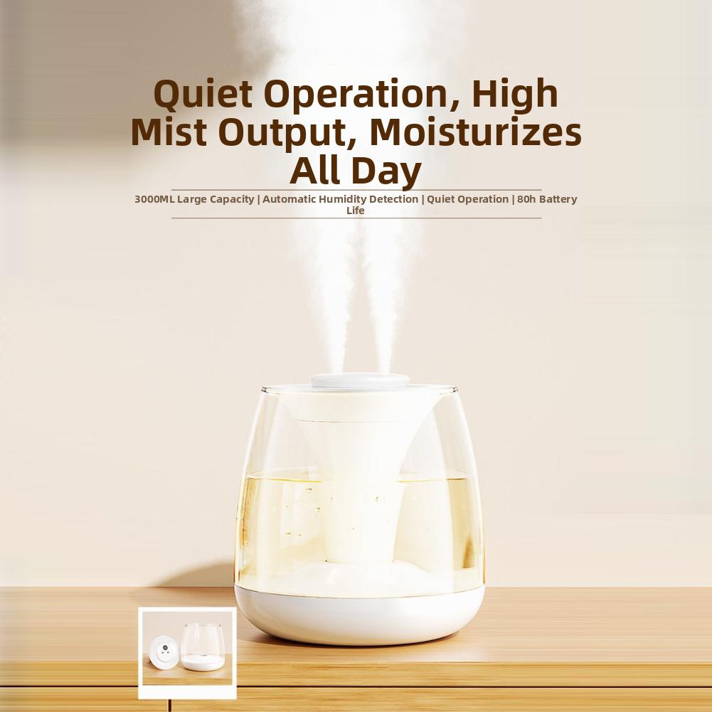 Nighttime Routine Double Spray Humidifier 3L Tank Humidifier Adjustable Fog Output 3L Water Tank Gentle Mist Spray