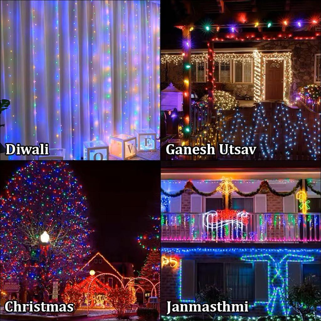 Girlanda świetlna LED – 150 diod LED, 8 trybów błyskania, wielokolorowa, na miedzianym drucie, do okna, ściany, ogrodu, na Diwali, Boże Narodzenie, wesele i dekoracji domu