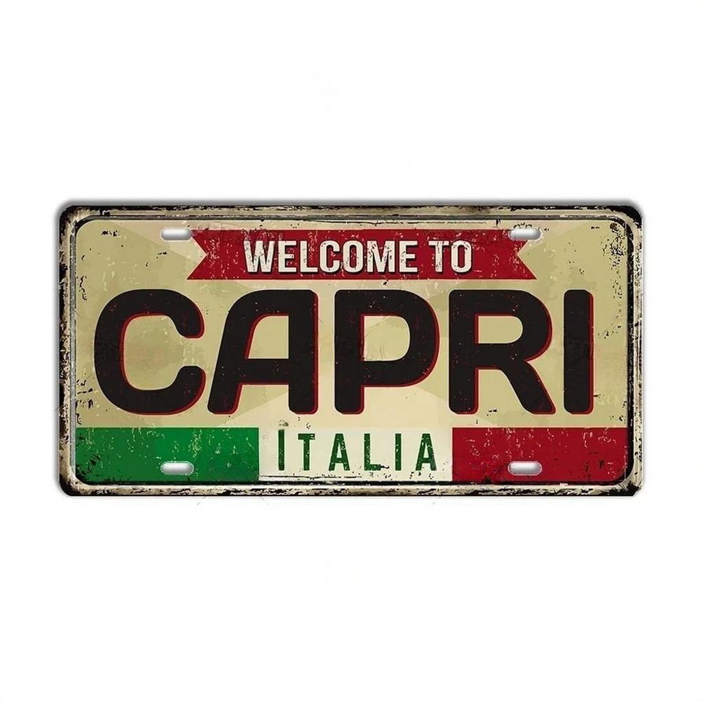 Mfoever Tin Italy License Plates for Wall Art Decoration Metal Tin Signs Vintage Tags Metal Automotive Signs For Cafe Bar Club Garage Pubs