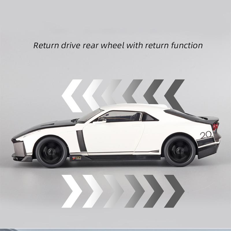 GTR50 Supercar-Druckgussauto-Modellspielzeug im Maßstab 1:18, zurückziehbares Spielzeugfahrzeug mit Ton und Licht für Kinder, Kleinkinder, Jungen und Mädchen, Geschenkkollektion