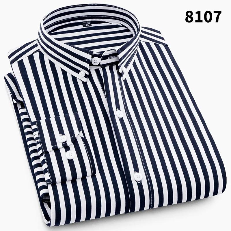 

New 2026 Men s Plaid Shirts Long Sleeve Spring Autumn Thin Male Casual Shirt Man Printed Dress Shirt Stripe Business Shirts Male 42