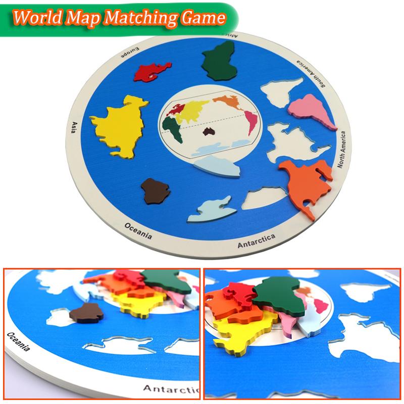 Wooden Planet Puzzles Parish Learning Montessori Toys Kids Moon Phase Change Cognitive World Map Matching Game for 3-6 Years Old