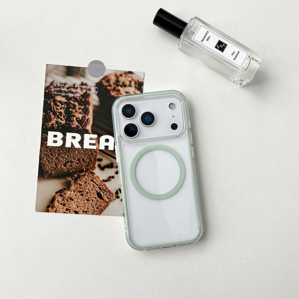 Color-changing magnetic suction is suitable for iPhone17promax transparent magnetic mobile phone case Apple 16 solid color anti-drop protective case.
