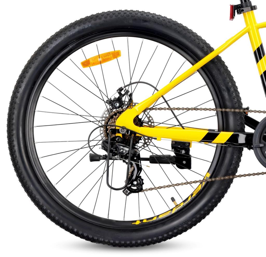 Rower Górski 26 Cali Mtb Shimano 7 Biegów Amortyzator Tarczowe Stopka Verdant Calix Czarny Żółty
