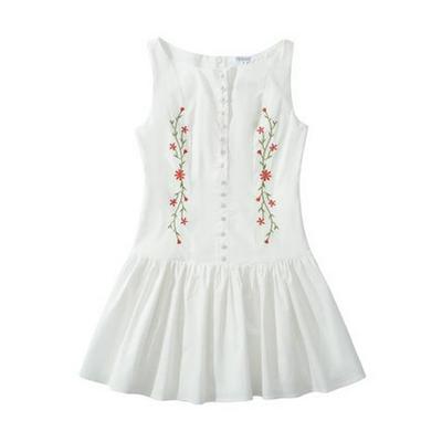 2025 Early Spring European & American Women's Embroidered Sleeveless Dress In White Polyester