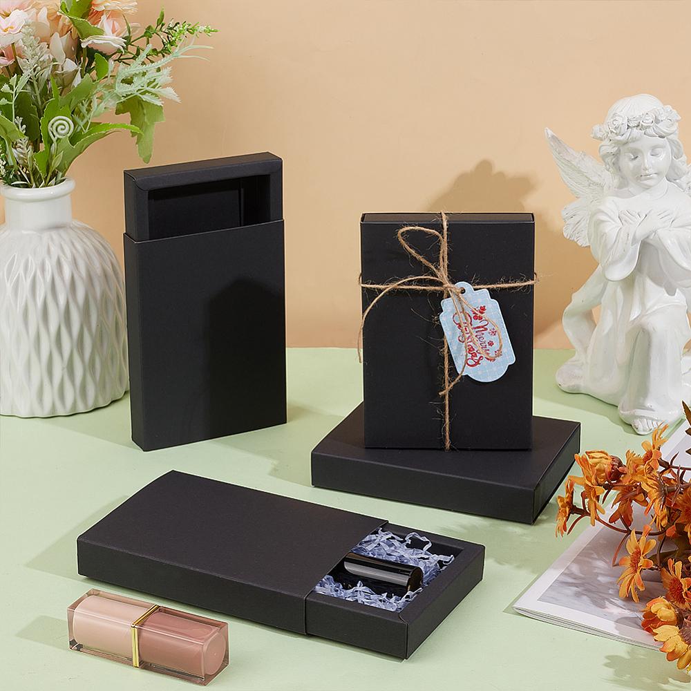 16pcs Kraft Paper Storage Gift Drawer Boxes Gift Packaging Case for Wedding Party Supplies Rectangle Black Finish Product: 14.2x10.2x2.2cm